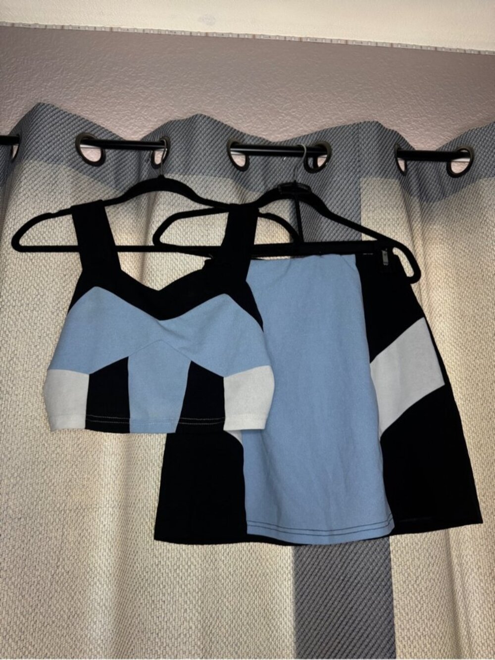 Black, Blue, & White Skirt Set